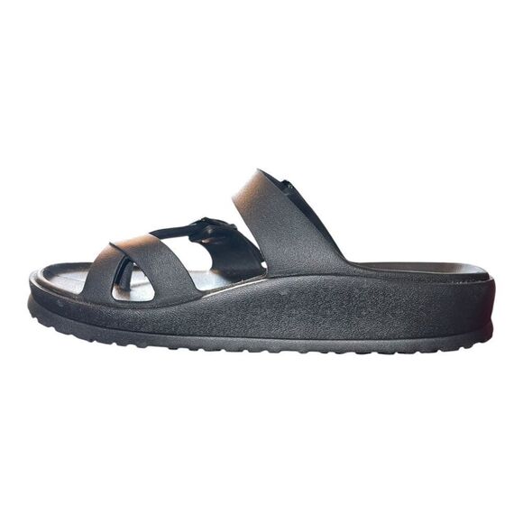 Skechers Women's Foamies Arch Fit Cali Breeze Gold Star Sandals Black 5M EUC - Picture 3 of 9